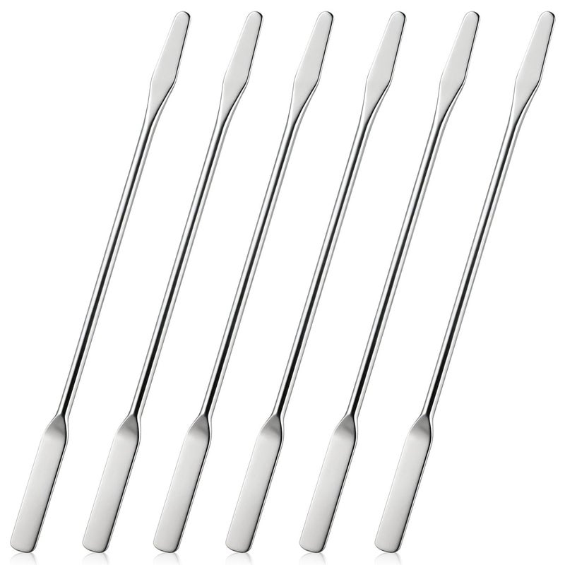 OLLBIT 6PCS Lab Spatula Stainless Steel Small Metal Spatula Double Ended Micro Spatula Square/Round End Spatula Makeup Spatula Tool for Mixing Cosmetics (6 Pcs) - Image 1